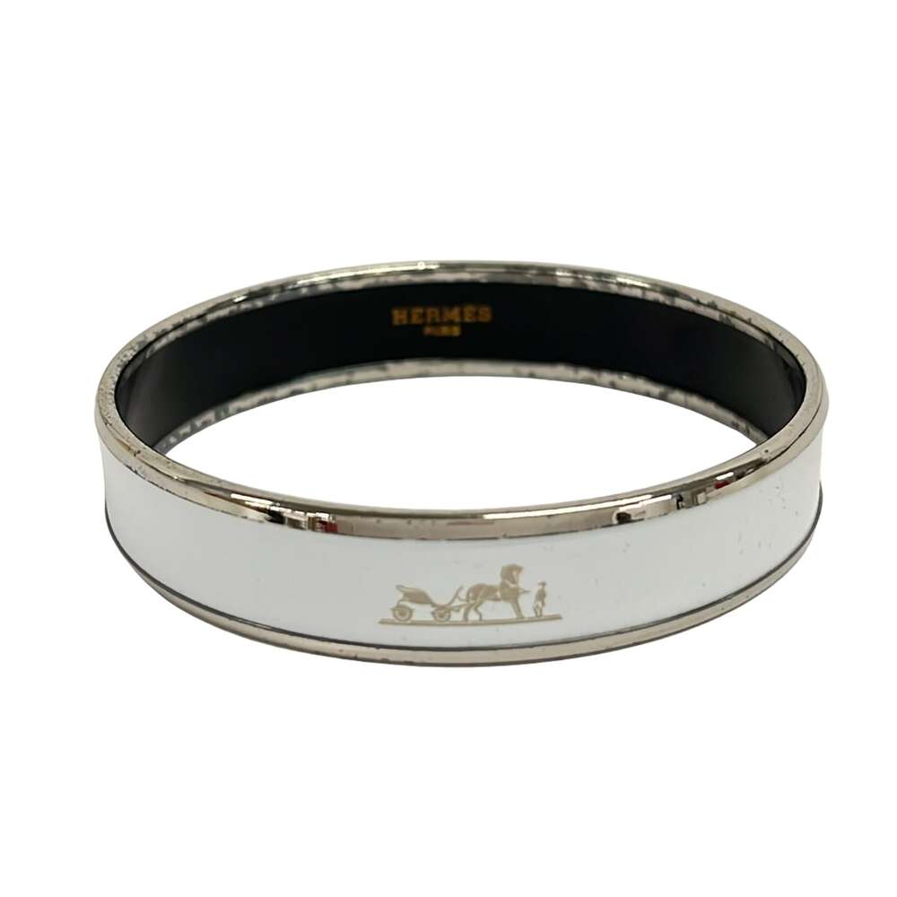 Hermès Caleche Bangle White Silver